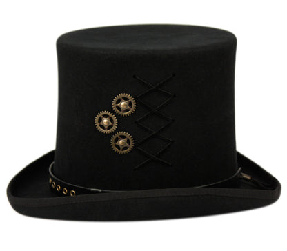 High Crown Top Hat | Perforated Leather Band and Metal Trims | Epoch Men's