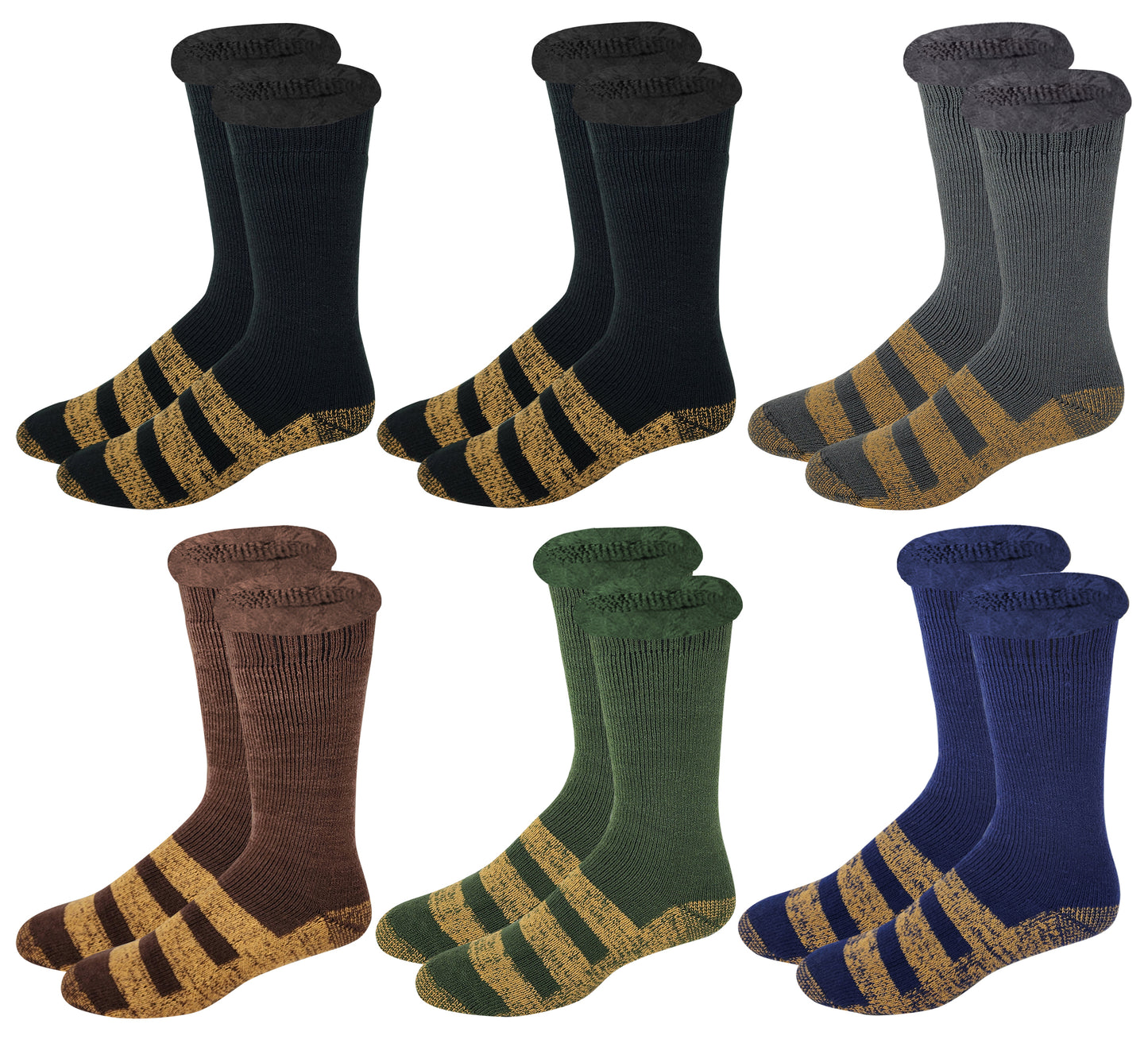 Heated Non-Skid Socks | Heavyweight Casual | Men's (6 Pairs)