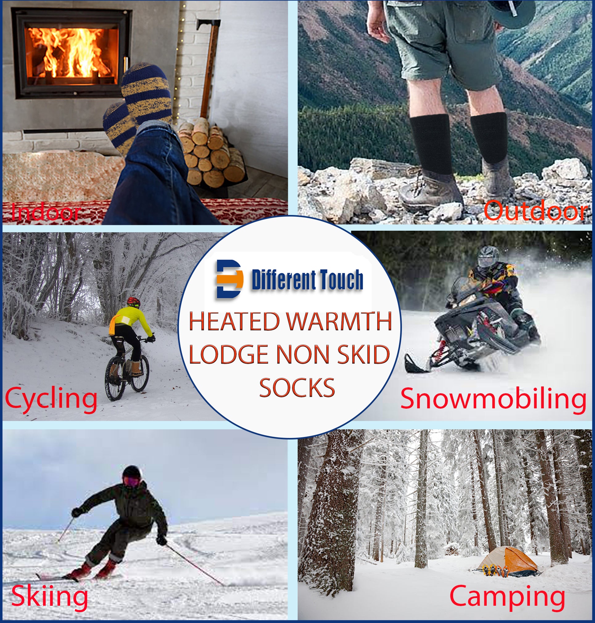 Different Touch Heated Warmth Lodge Non Skid Socks
