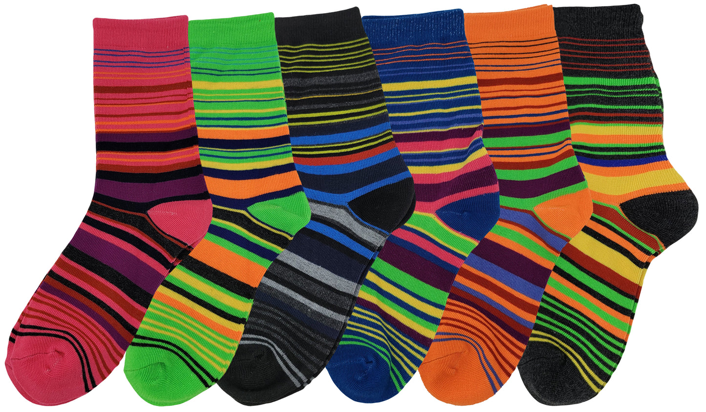 Sumona 6 Pairs Women Colorful Stripes Design Novelty Crew Socks
