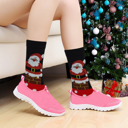 Holiday novelty crew socks for women – bright multi-color festive style