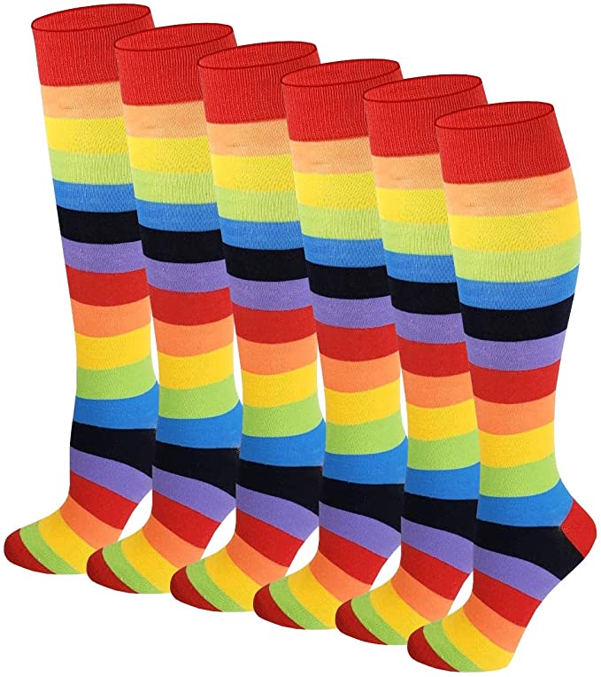 Knee High Socks | Classic Rainbow Stripes | Womens 