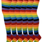 6 Pairs Pack Women Classic Rainbow Wide Stripes Thigh High Over the Knee Socks