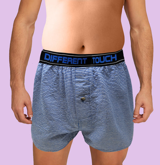 Different Touch Big and Tall Men's Exposed Waistband Woven Plaid Boxer Shorts Underwear (6 Pack)