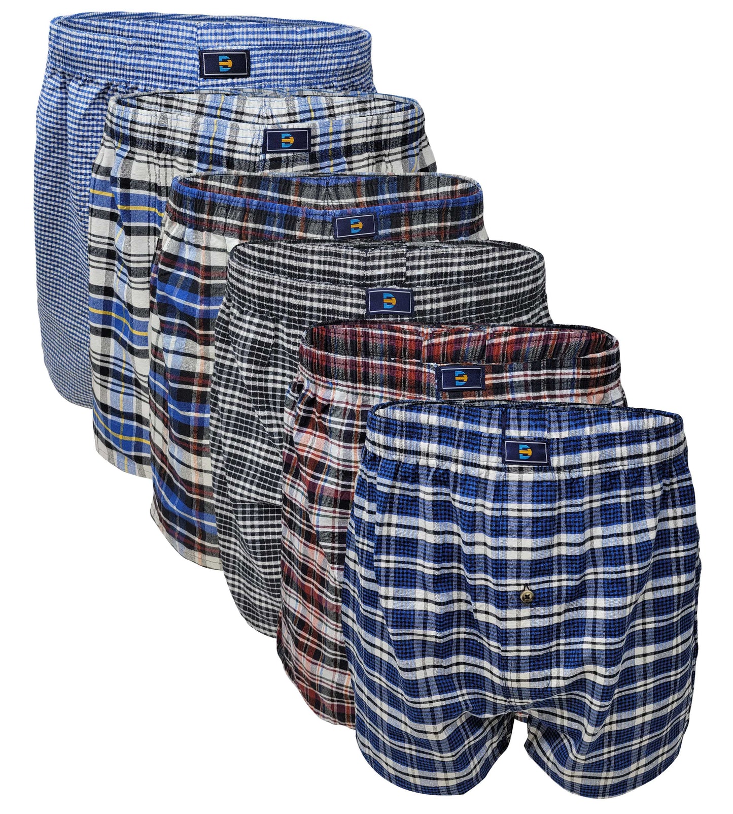Men's True Big and Tall USA Classic Design Plaid Woven Boxer Shorts Underwear (6 Pack)