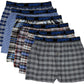 Boxer Shorts Woven Plaid Underwear | BIG and TALL Exposed Waistband | Men's (6 Pack)