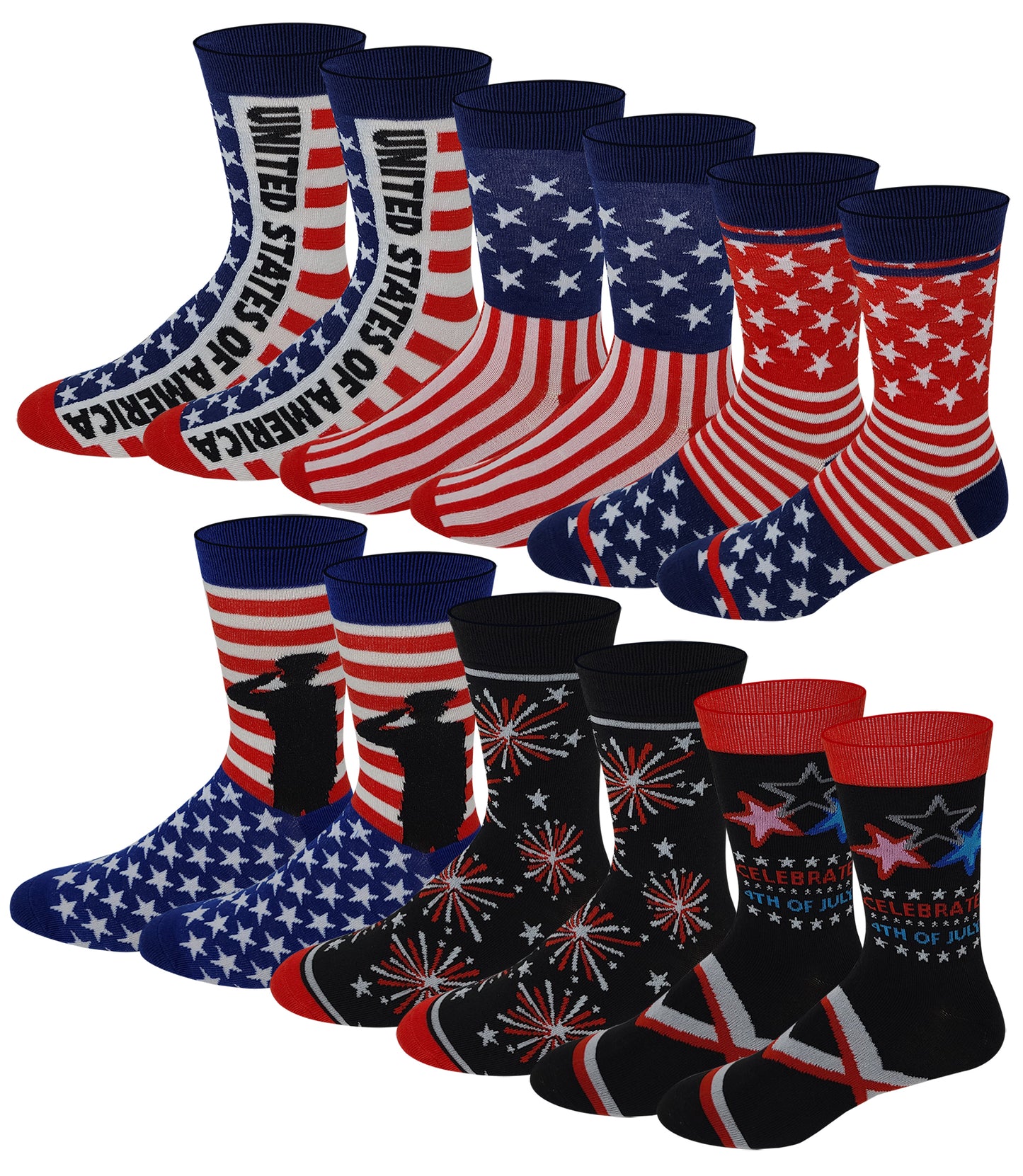 12 Pairs Men American Independence Day 4th of July Dress Socks