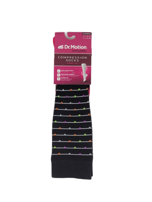 Knee High Compression Socks | Stripes with Dots | Women's (1 Pair)
