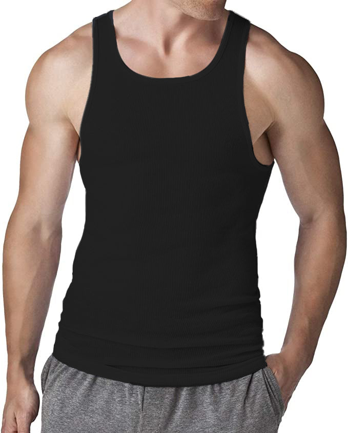 Different Touch 6 Pack Men's Big and Tall Muscle Ribbed Tank Tops A-Shirts Underwear Shirts