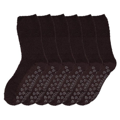 Unisex Non-Slip Lounge Slipper Socks | Cozy Plain Colors | 6-Pair Pack