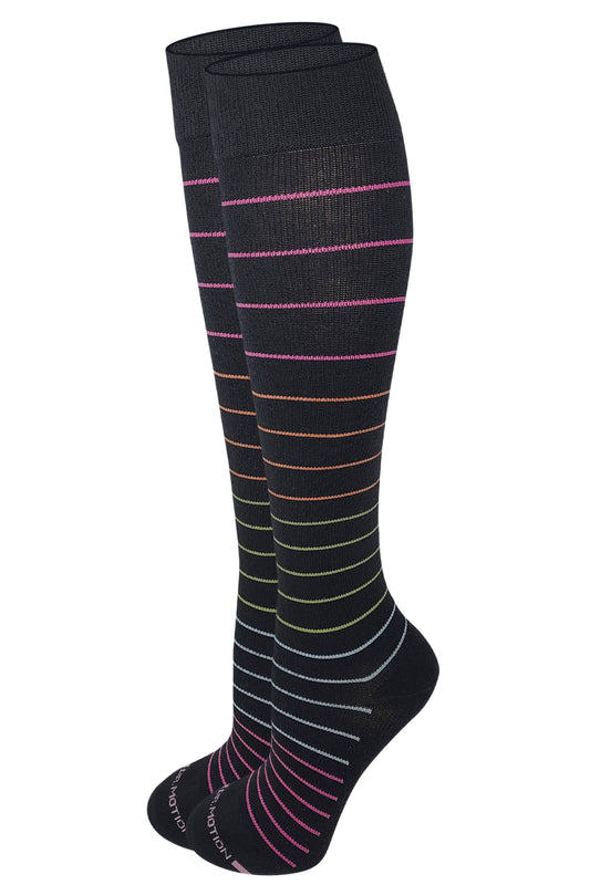 Dr. Motion Women Pin Stripes Compression Knee high socks