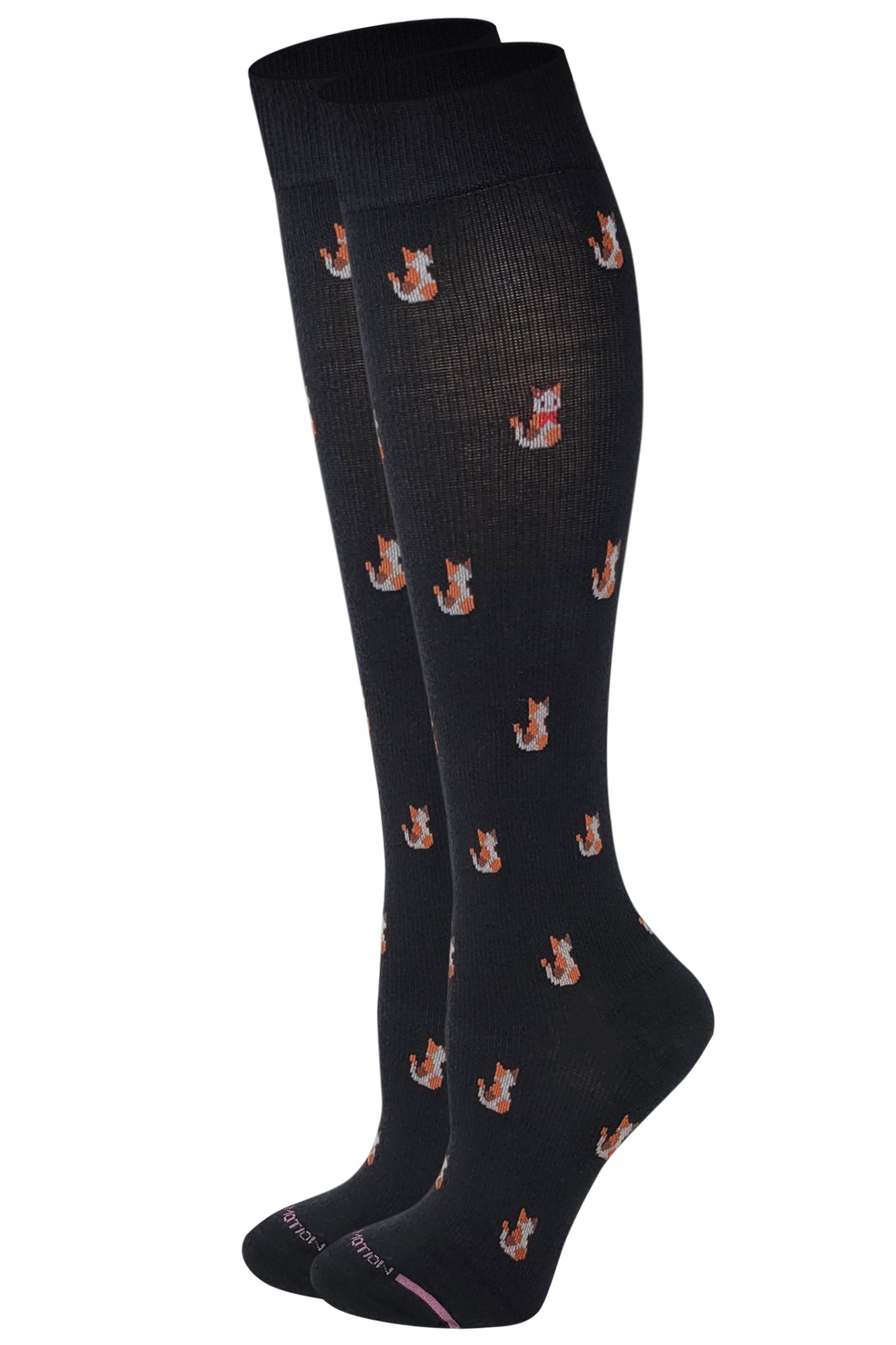 Dr. Motion Women Cute Cat Design Compression Knee High Socks