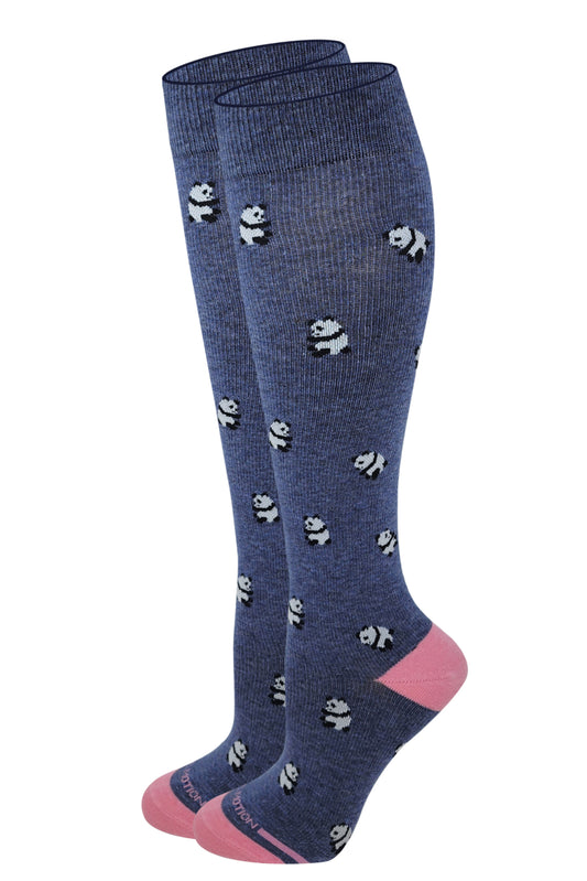 Dr. Motion Women Panda Design Compression Knee High Socks