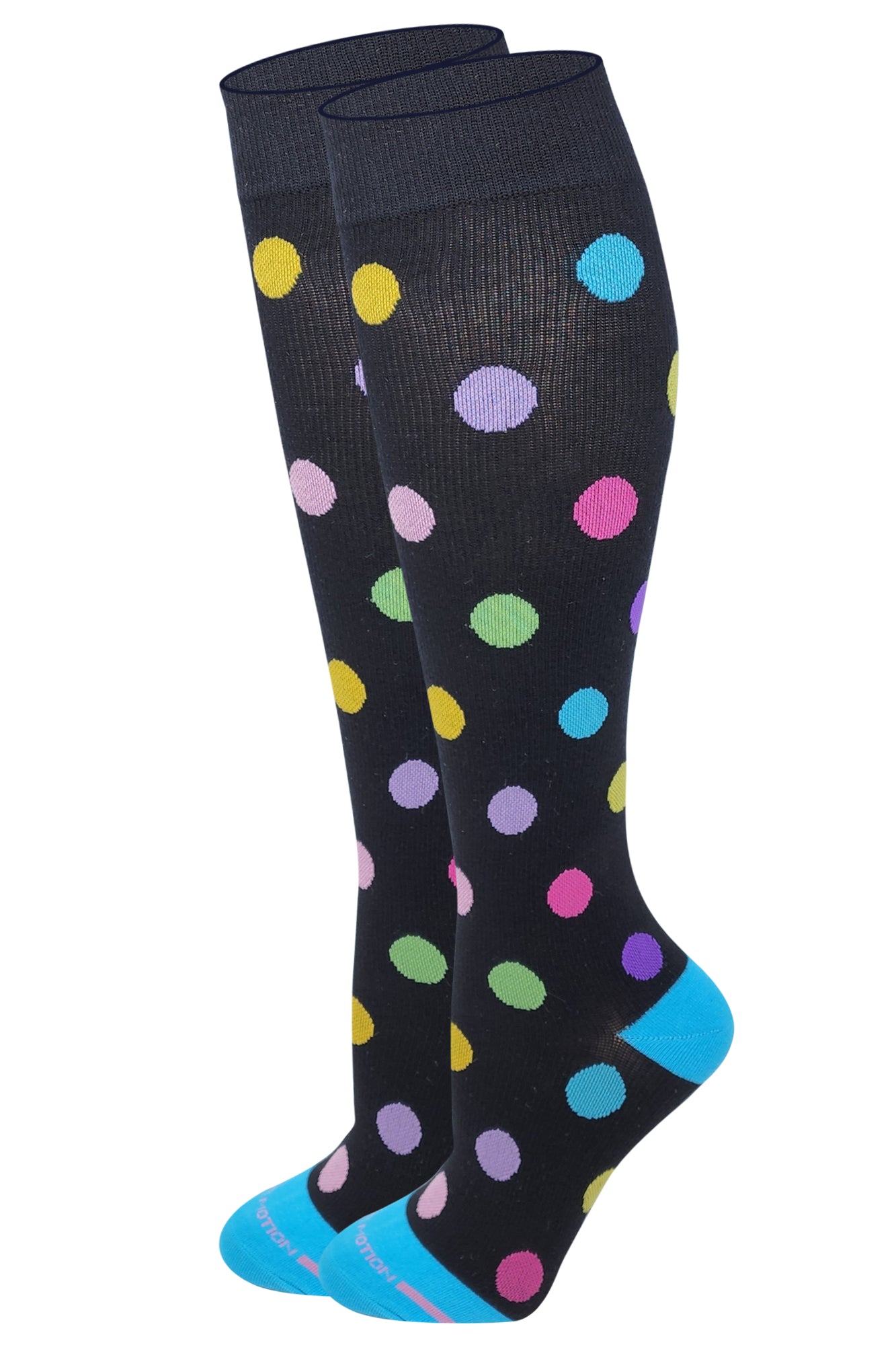 Dr. Motion Women Large Polka Dot Design Compression Knee High Socks