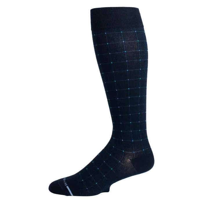 Dr. Motion Men Pin Dot Grid Compression Knee high socks