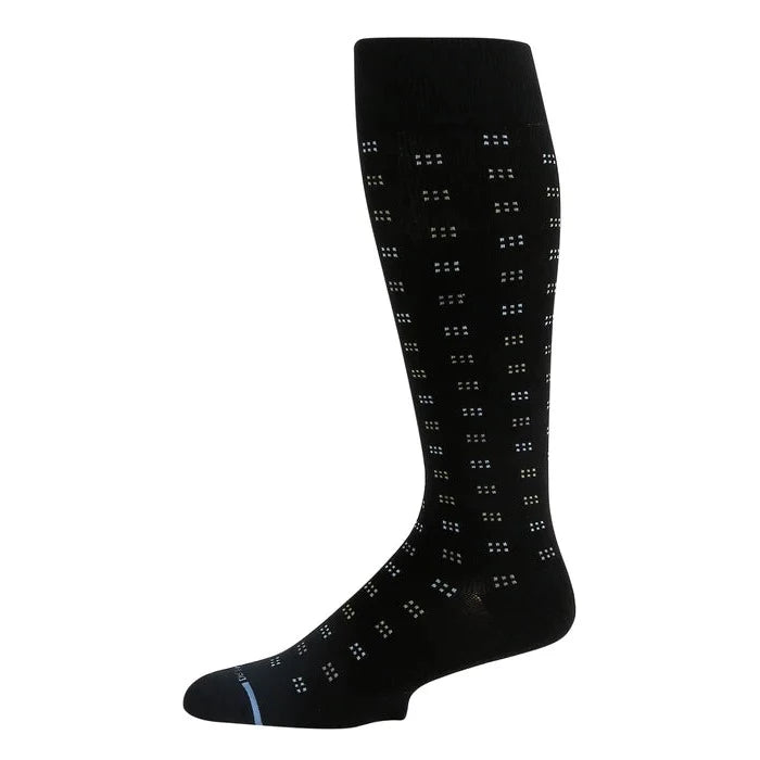 Dr. Motion Men Pin Dot Squares Compression Knee high socks