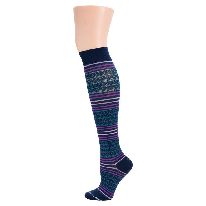 Dr. Motion Soft Aztec Athleisure 15-20 mmHg Compression Knee High Socks