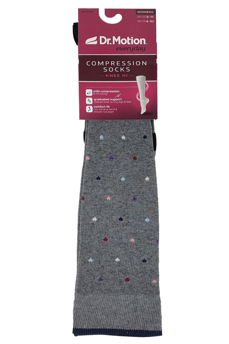 dr motion mini hearts knee high compression socks 8-15 mmhg